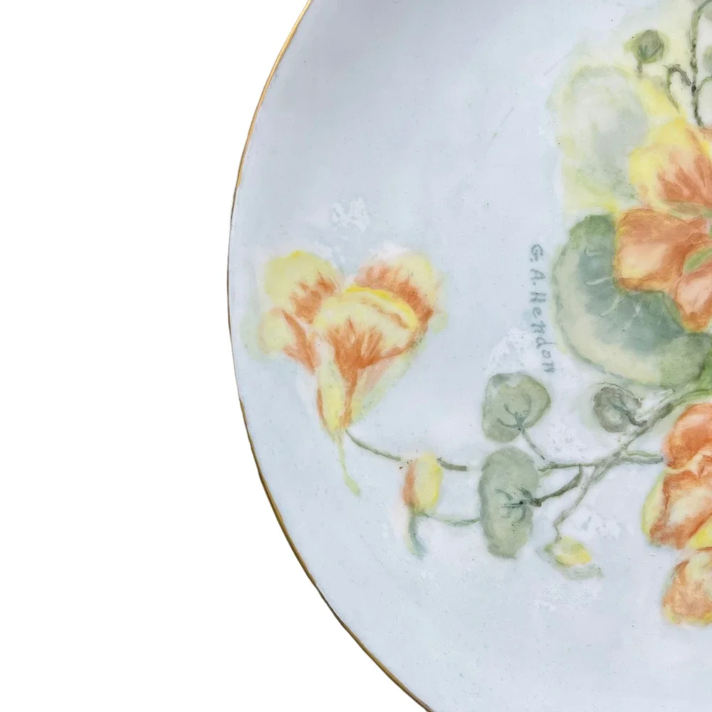 1966 Holiday China Made Germany Hand Painted Floral Plate Signed G.A. Hendon 10